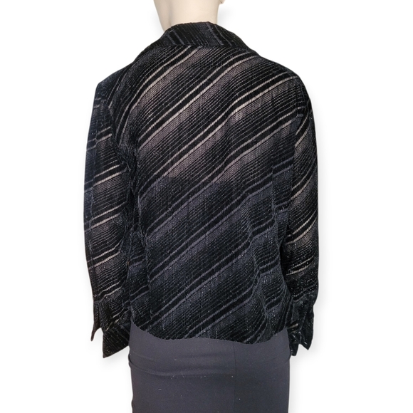 Vintage 90s Y2K Pulli Black Velvet Burnout Stripe Shirt Whimsigoth Goth - Picture 5 of 12